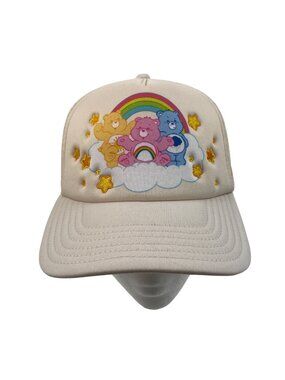 Care Bears Trucker Hat Rainbow & Stars Design Adjustable Snapback Beige Color